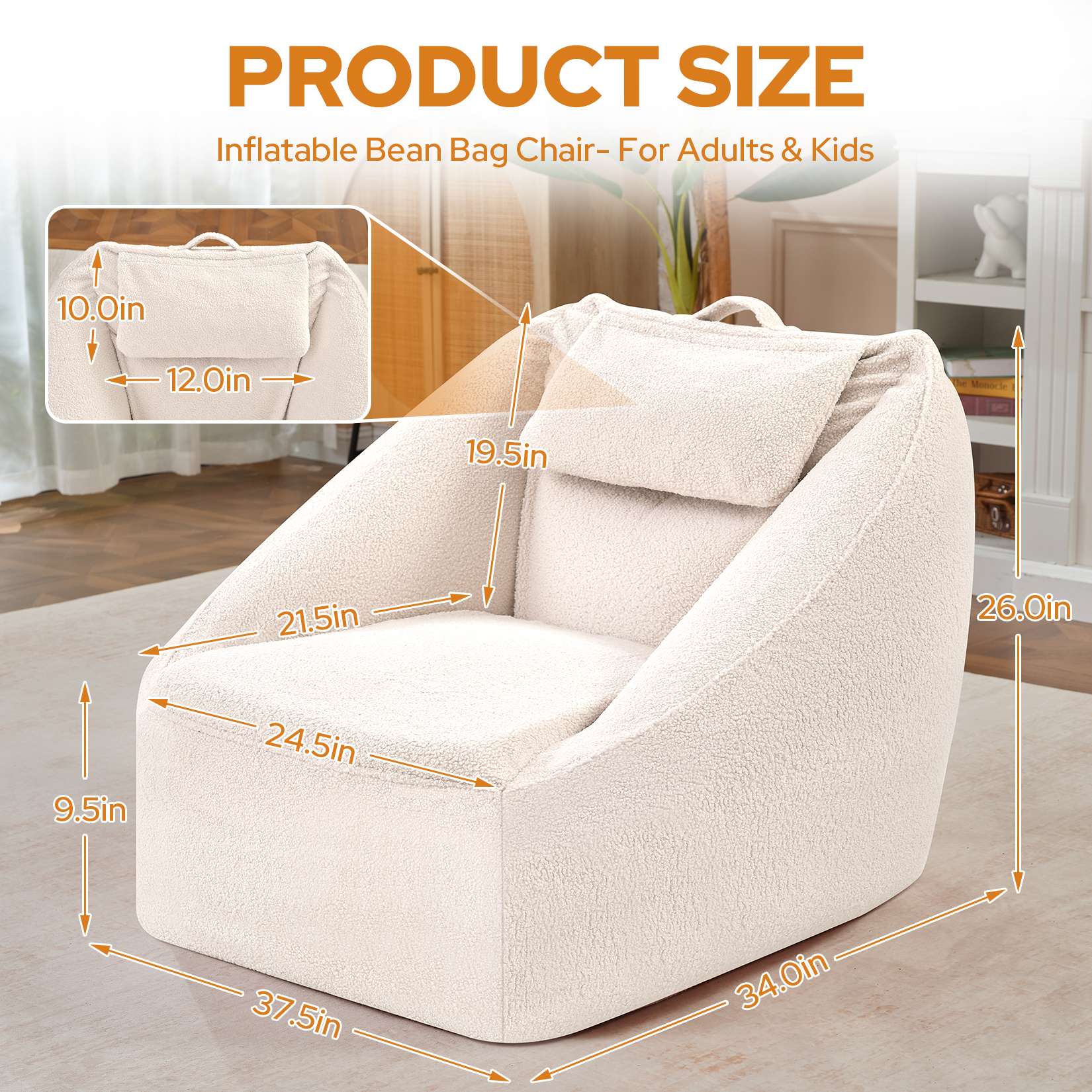 HABUTWAY® Inflatable Bean Bag Chair with Air Pump