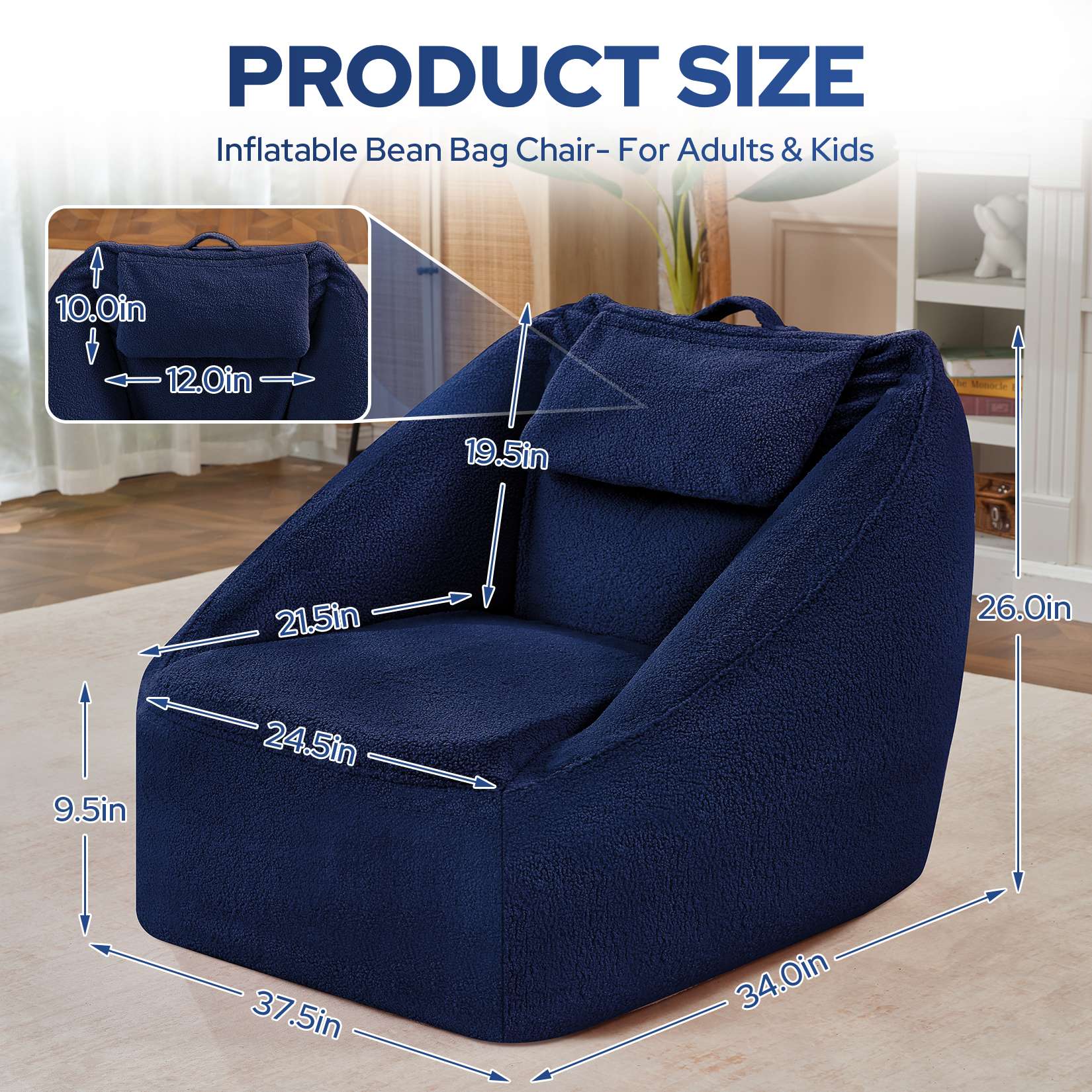 HABUTWAY® Inflatable Bean Bag Chair with Air Pump