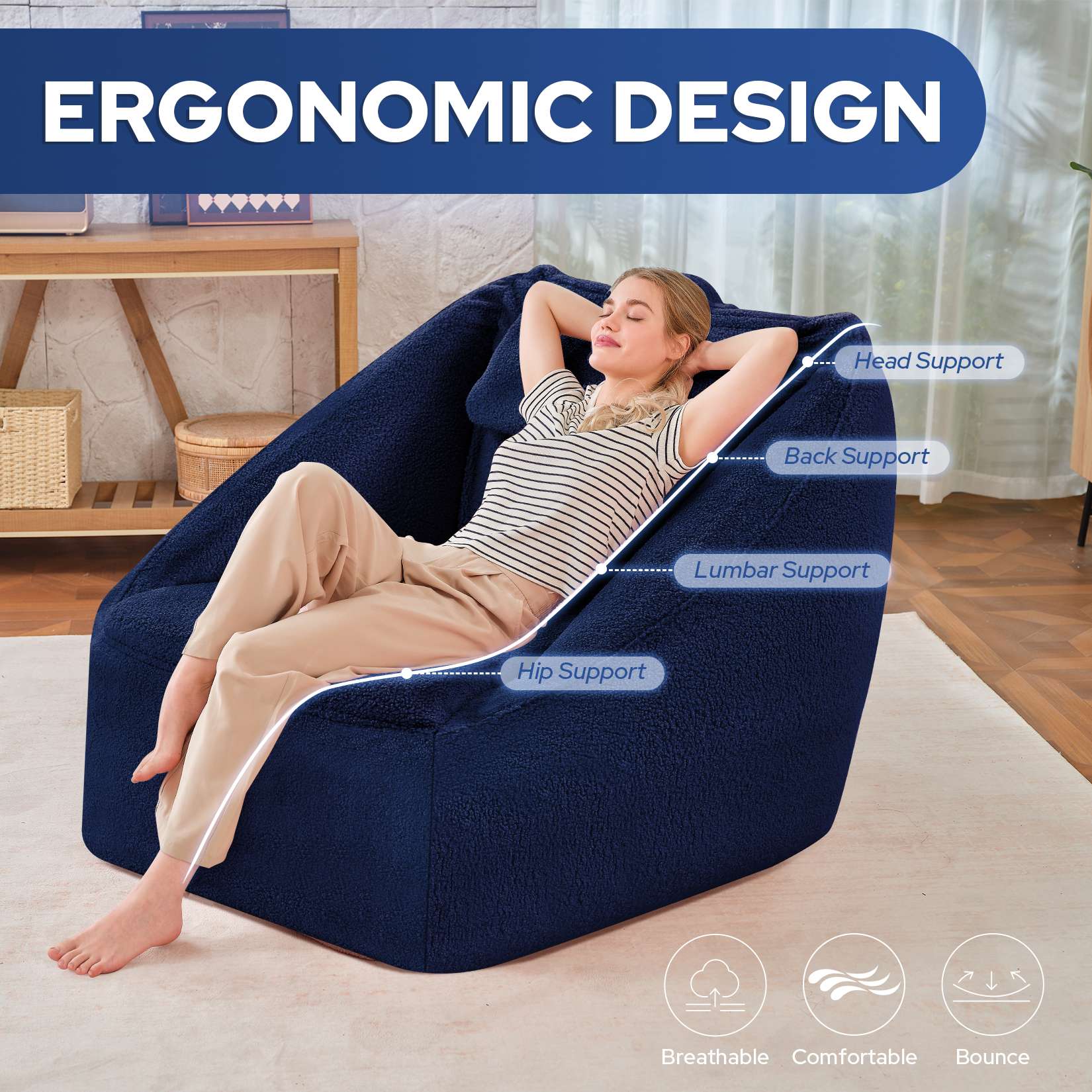 HABUTWAY® Inflatable Bean Bag Chair with Air Pump