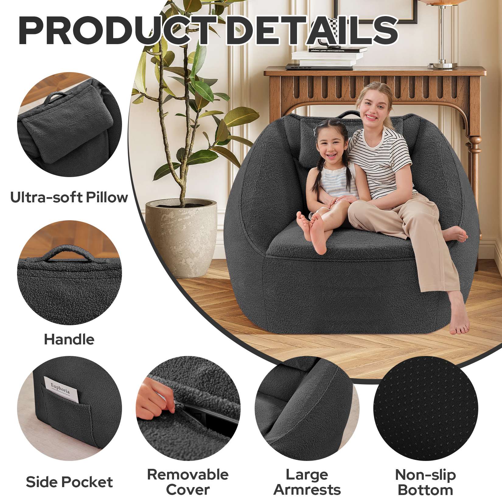 HABUTWAY® Inflatable Bean Bag Chair with Air Pump