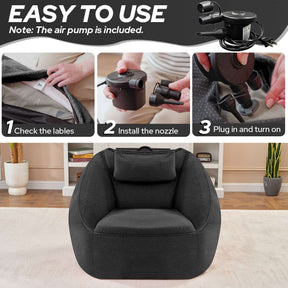 HABUTWAY® Inflatable Bean Bag Chair with Air Pump