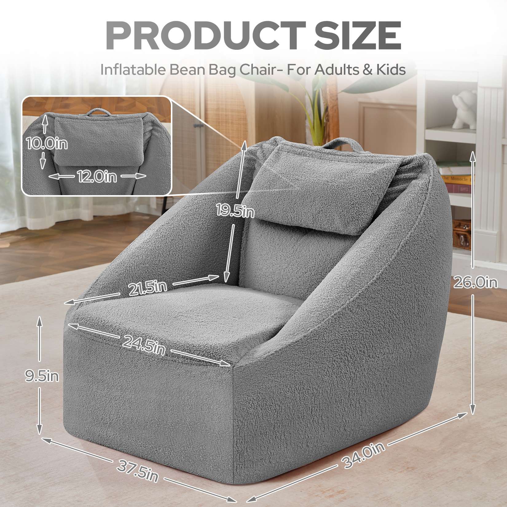 HABUTWAY® Inflatable Bean Bag Chair with Air Pump