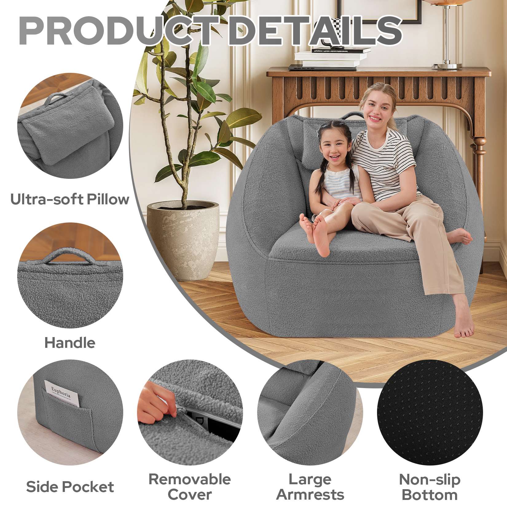 HABUTWAY® Inflatable Bean Bag Chair with Air Pump