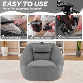 HABUTWAY® Inflatable Bean Bag Chair with Air Pump