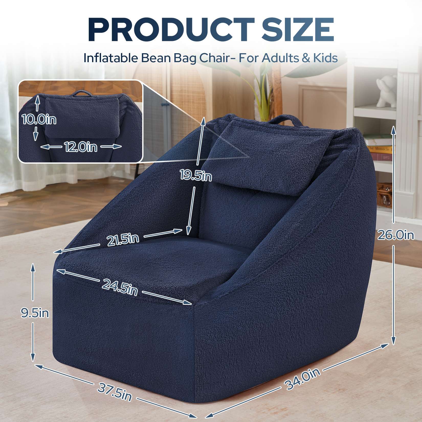 HABUTWAY® Inflatable Bean Bag Chair with Air Pump