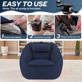 HABUTWAY® Inflatable Bean Bag Chair with Air Pump