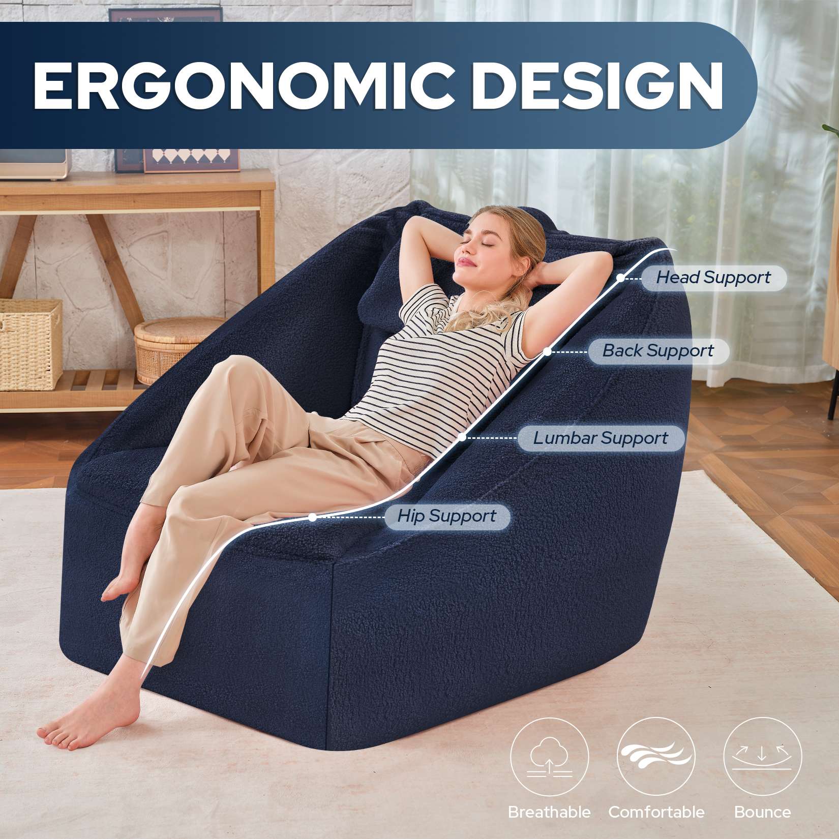 HABUTWAY® Inflatable Bean Bag Chair with Air Pump