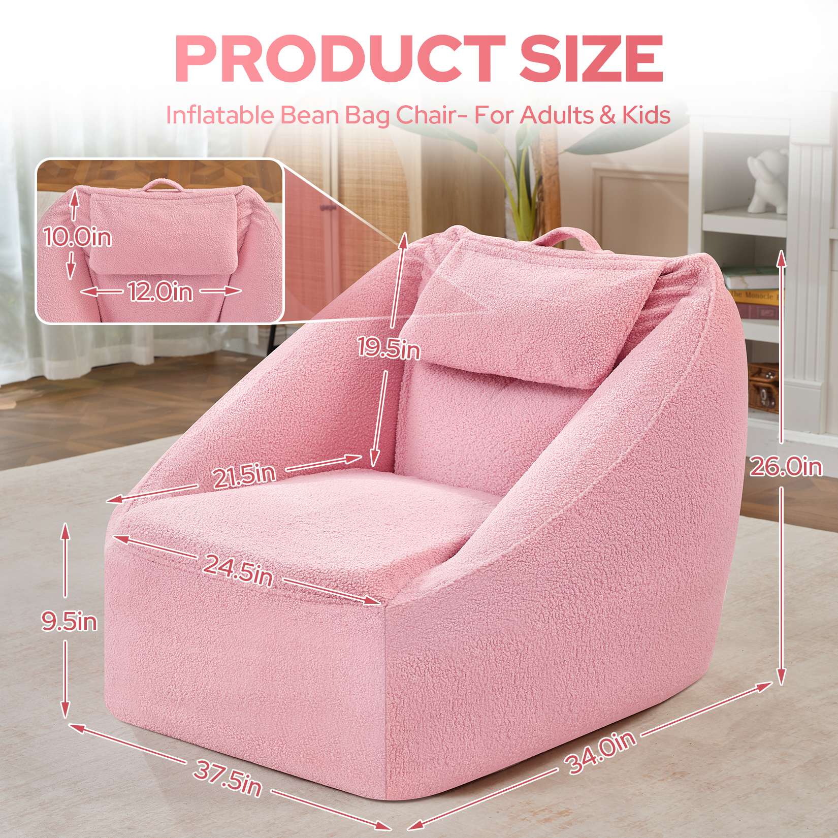 HABUTWAY® Inflatable Bean Bag Chair with Air Pump