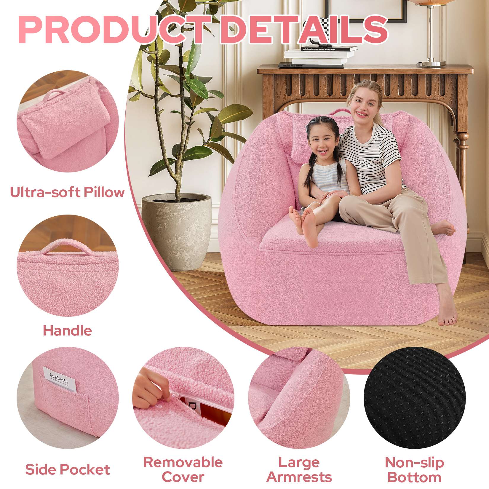 HABUTWAY® Inflatable Bean Bag Chair with Air Pump