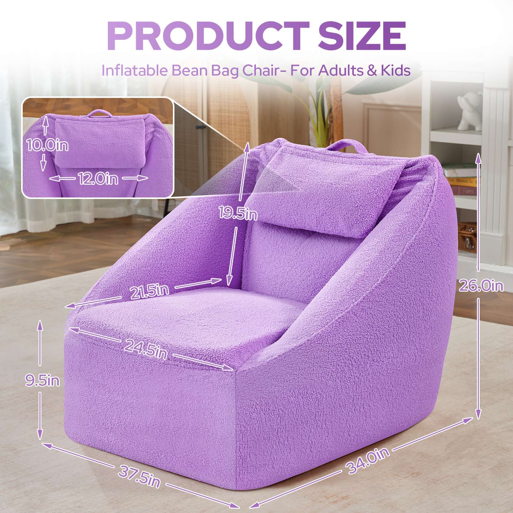 HABUTWAY® Inflatable Bean Bag Chair with Air Pump