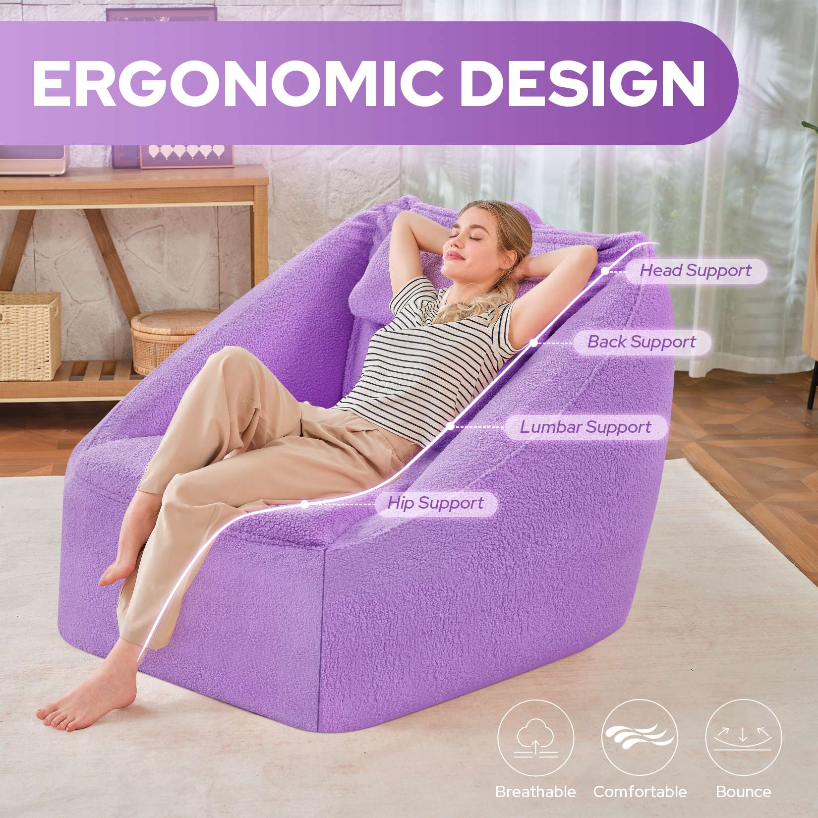 HABUTWAY® Inflatable Bean Bag Chair with Air Pump