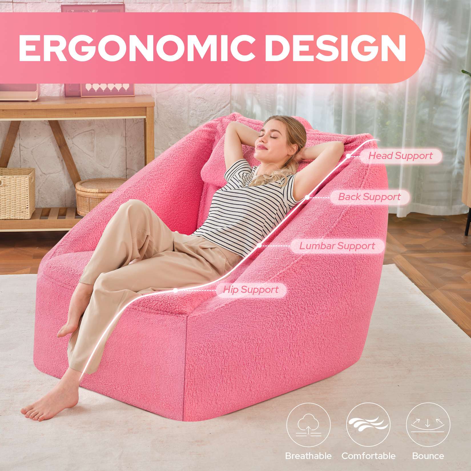 HABUTWAY® Inflatable Bean Bag Chair with Air Pump