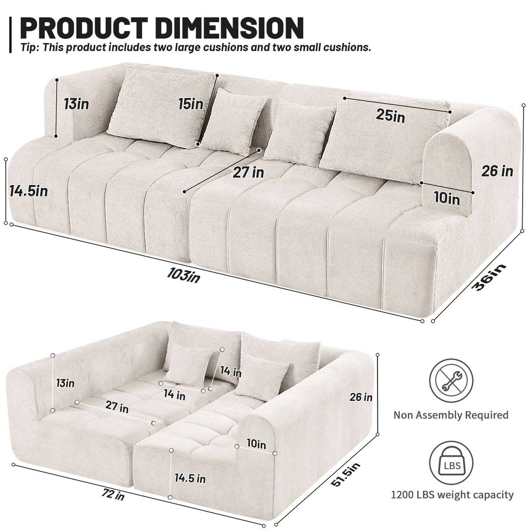 HABUTWAY® 103" Modular Sectional Sofa Couch