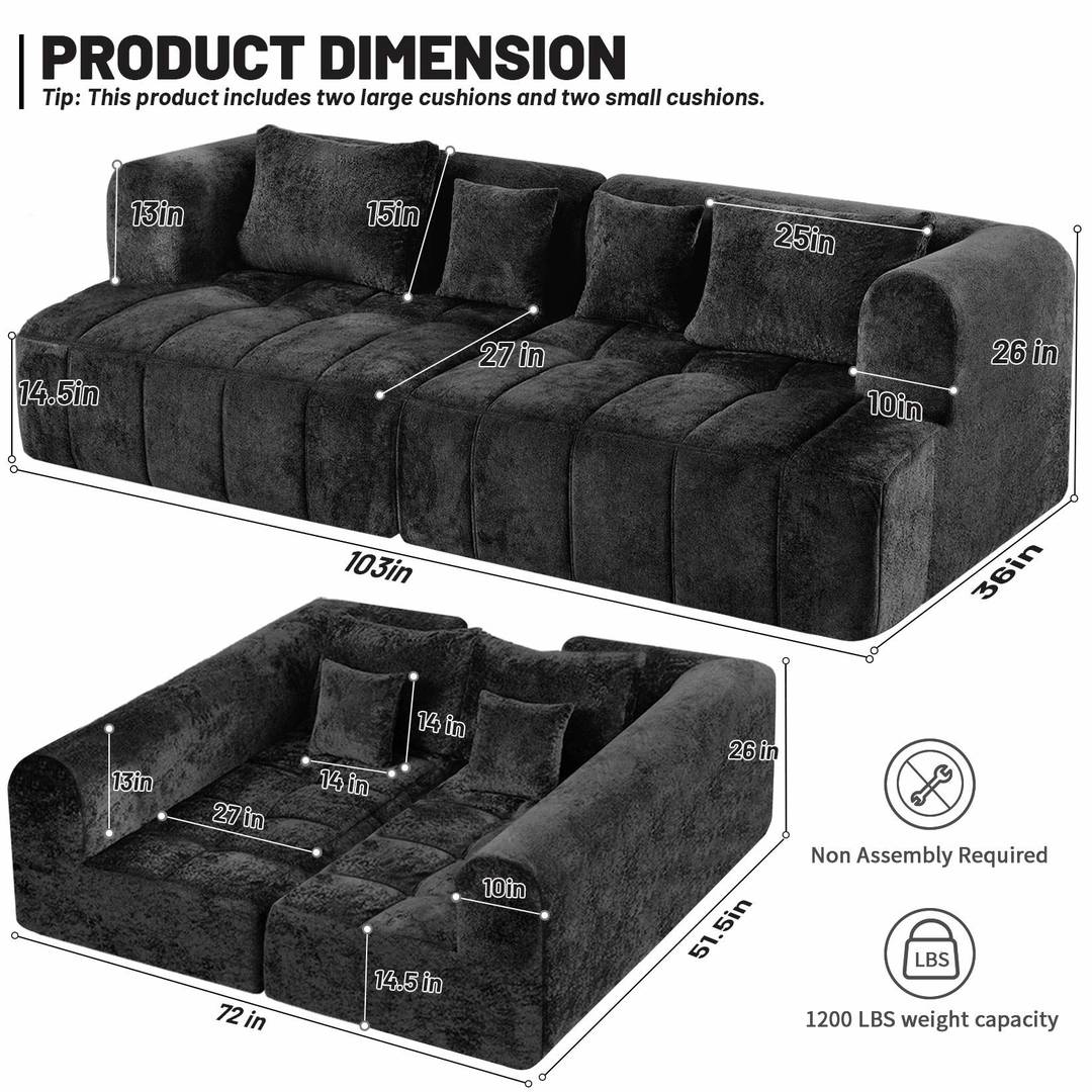 HABUTWAY® 103" Modular Sectional Sofa Couch