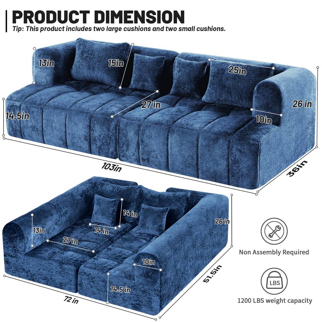 HABUTWAY® 103" Modular Sectional Sofa Couch