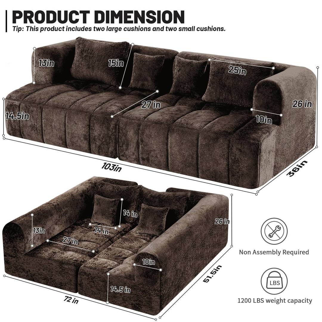 HABUTWAY® 103" Modular Sectional Sofa Couch