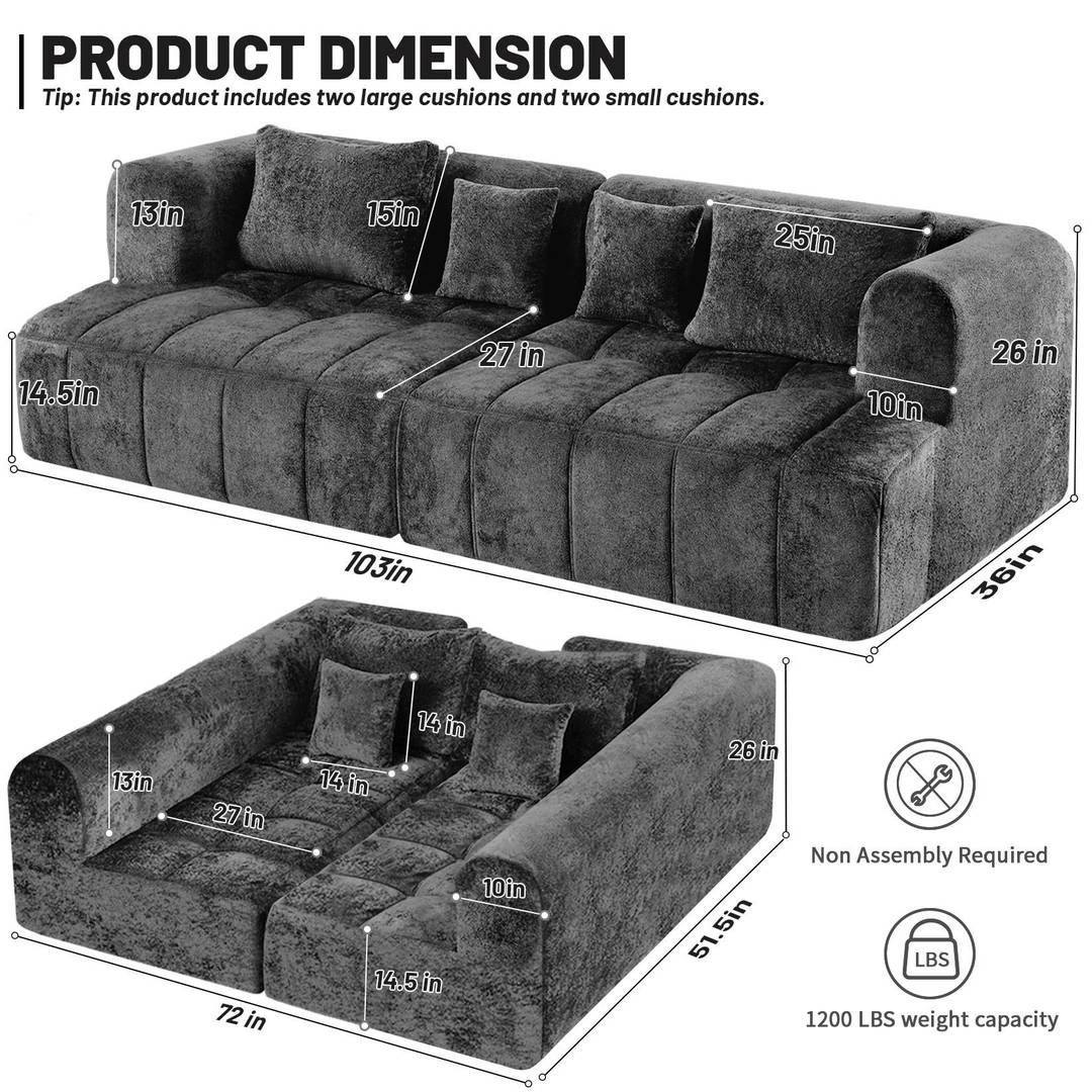 HABUTWAY® 103" Modular Sectional Sofa Couch