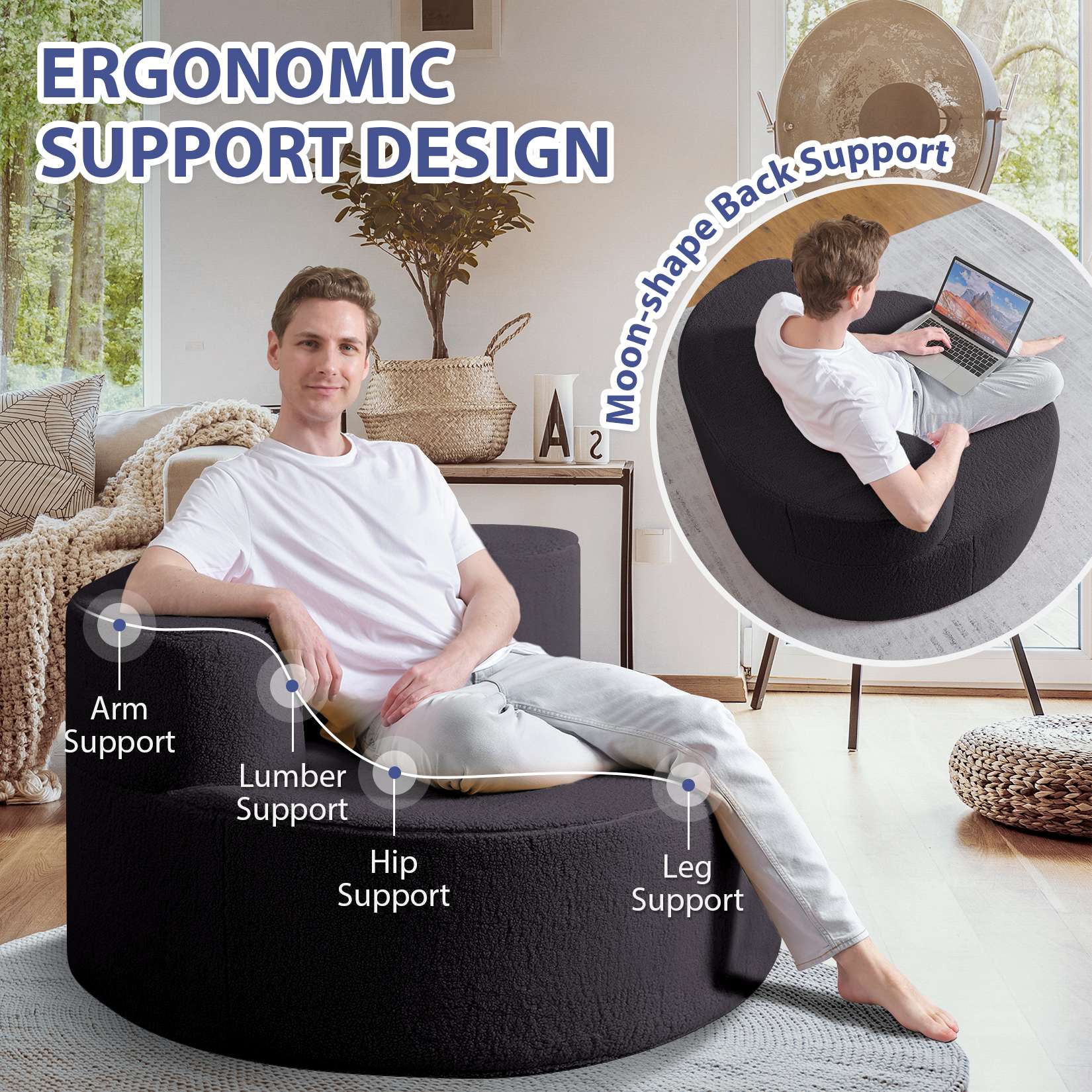 HABUTWAY® Round Bean Bag Chair