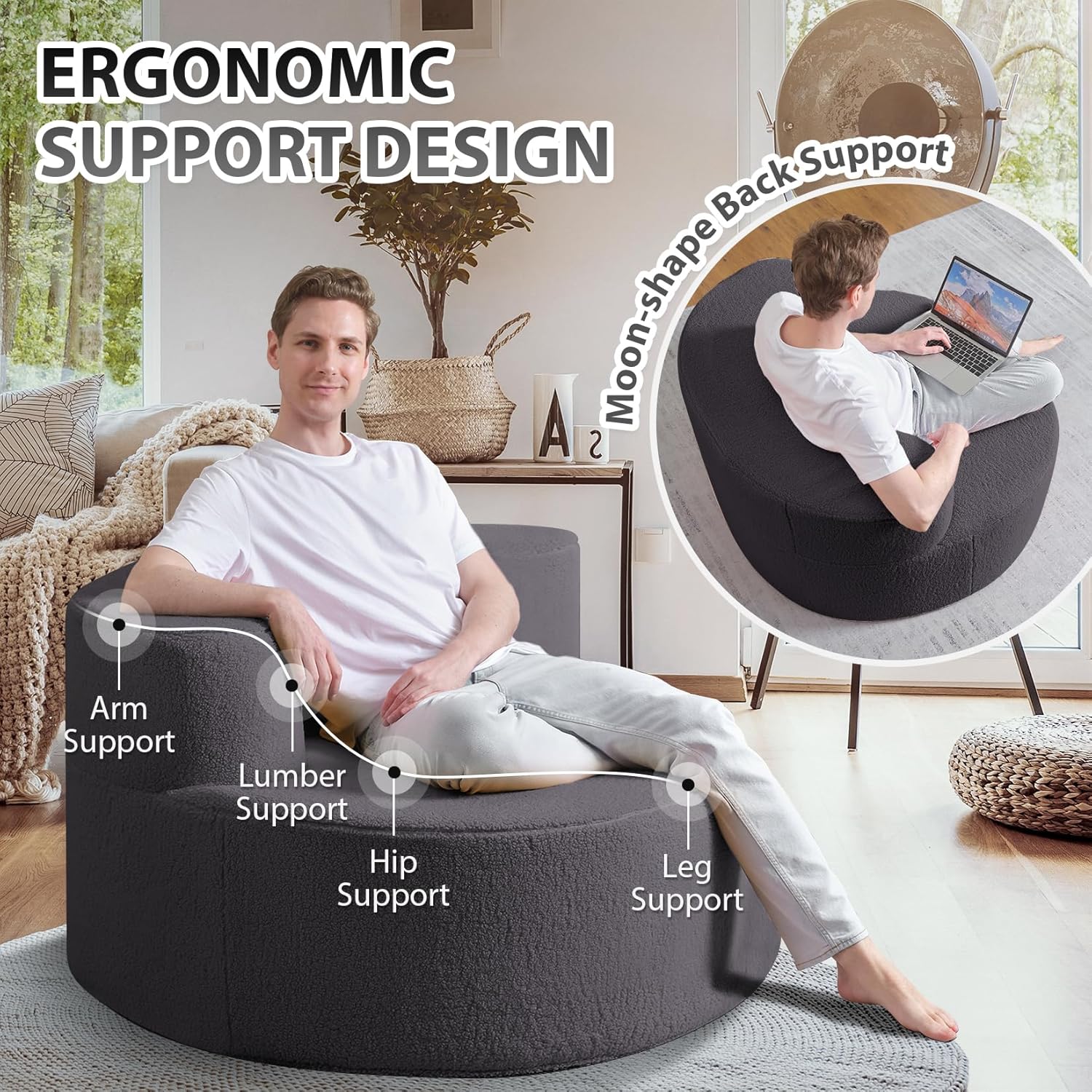HABUTWAY® Round Bean Bag Chair