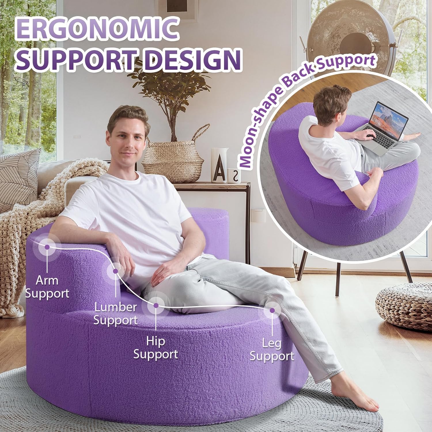 HABUTWAY® Round Bean Bag Chair