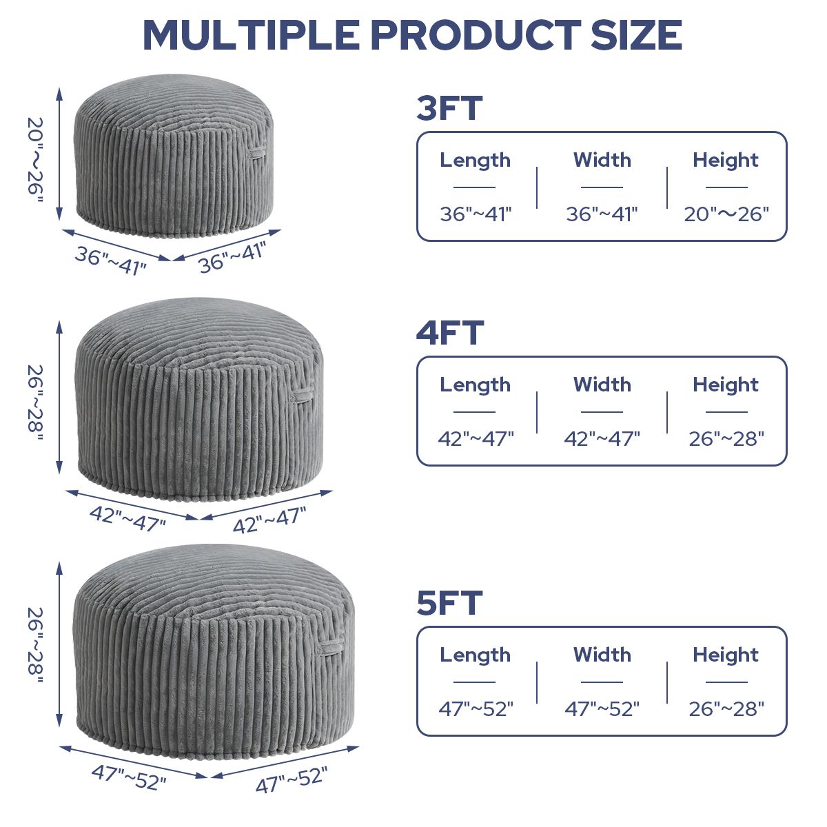 HABUTWAY® Striped Plush Bean Bag Chair
