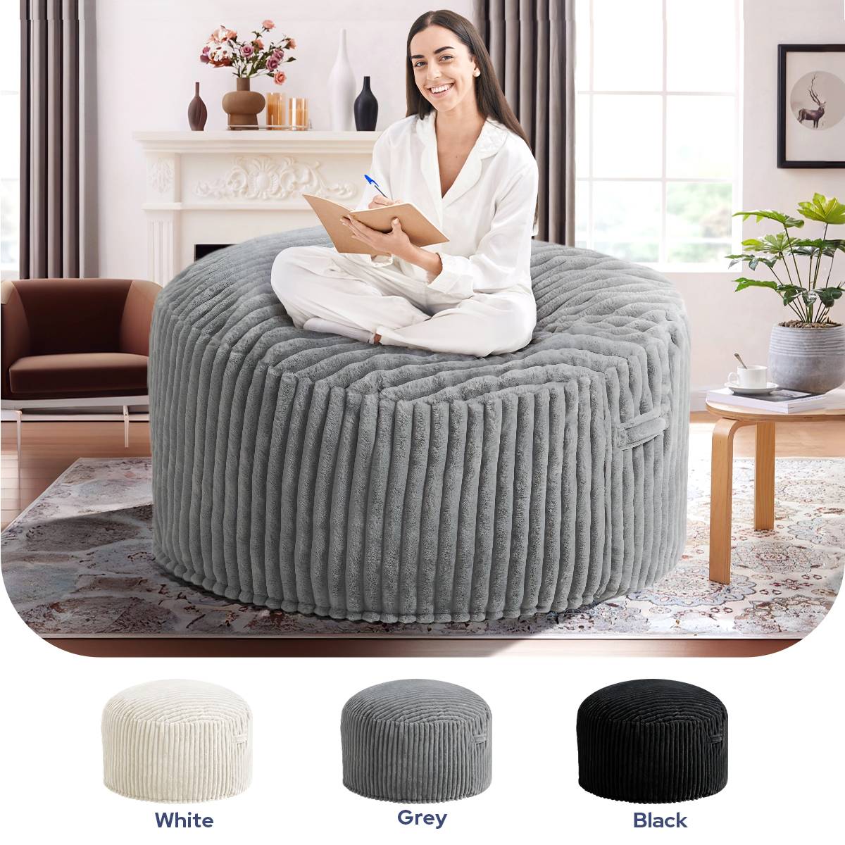 HABUTWAY® Striped Plush Bean Bag Chair