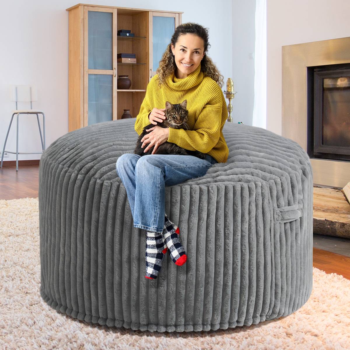 HABUTWAY® Striped Plush Bean Bag Chair
