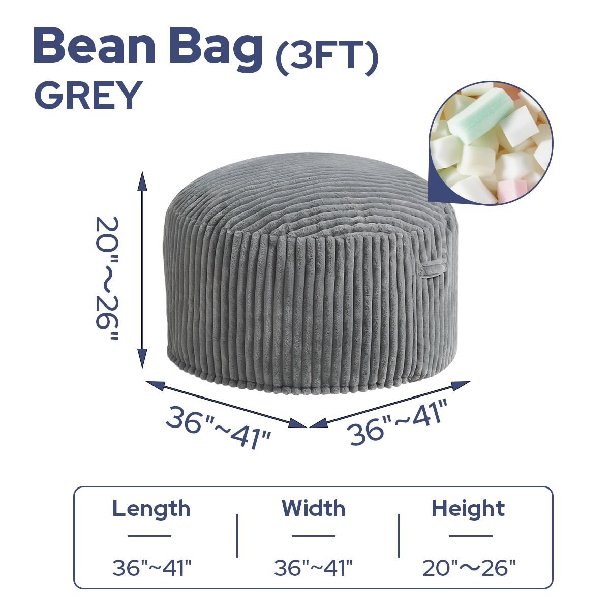 HABUTWAY® Striped Plush Bean Bag Chair