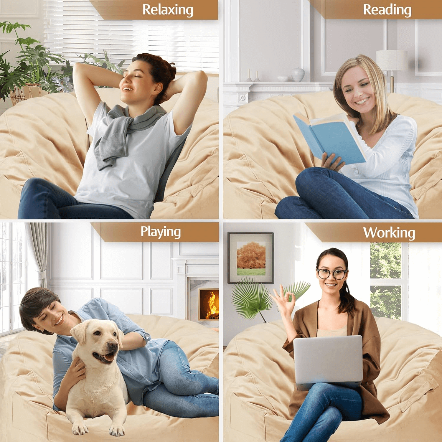 HABUTWAY® Dutch Velvet Bean Bag Chair