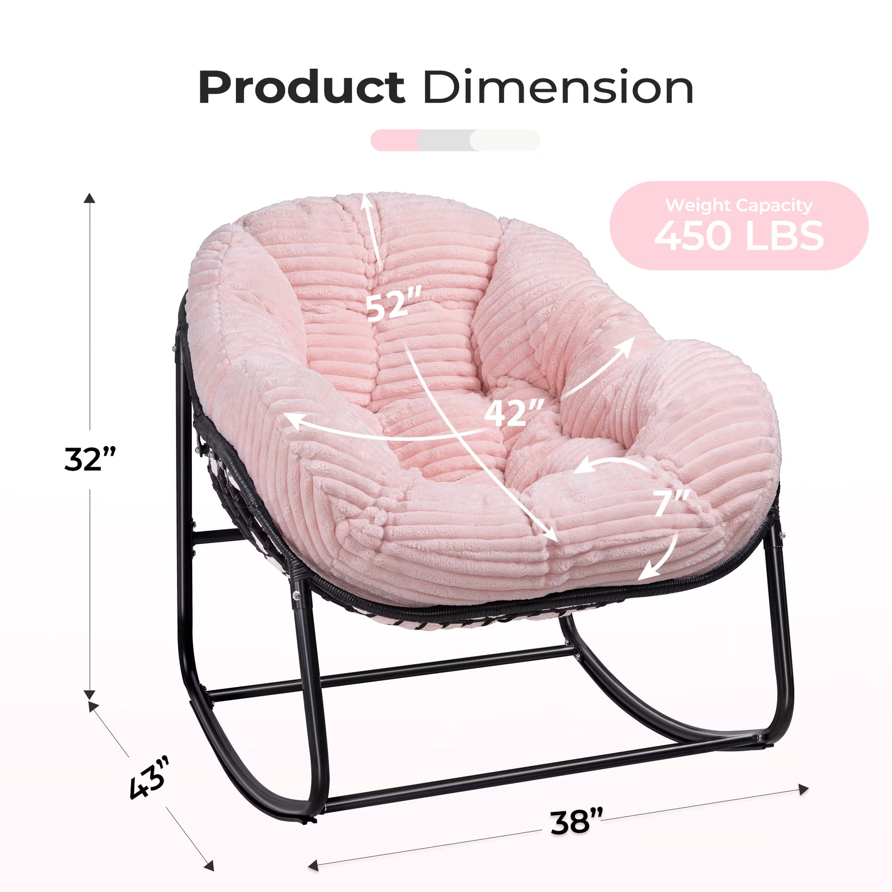 HABUTWAY Oversized Papasan Rocking Chair with Thick Cushion, Outdoor Rocker Egg Seat for Patio Garden Backyard