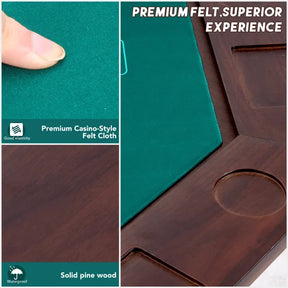 HABUTWAY Solid Wood Octagonal Poker Table for 6-8, 59.8" Card Table with 8 Cup Holders & Trays, Dark Walnut