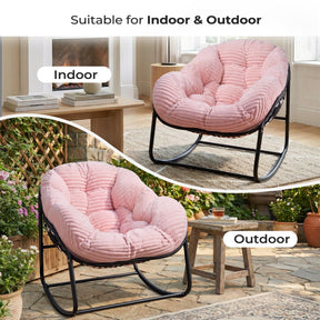 HABUTWAY Oversized Papasan Rocking Chair with Thick Cushion, Outdoor Rocker Egg Seat for Patio Garden Backyard