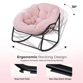 HABUTWAY Oversized Papasan Rocking Chair with Thick Cushion, Outdoor Rocker Egg Seat for Patio Garden Backyard