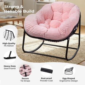 HABUTWAY Oversized Papasan Rocking Chair with Thick Cushion, Outdoor Rocker Egg Seat for Patio Garden Backyard